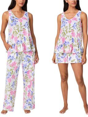 Tommy Bahama Women's 3-piece Pajama Set Colors:  White (Lily Cluster)